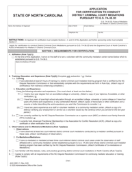 Form AOC-DRC-11 &quot;Application for Certification to Conduct District Criminal Court Mediations Pursuant to G.s. 7a-38.3d&quot; - North Carolina