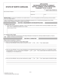 Document preview: Form AOC-DRC-21 Application for Recertification to Conduct District Criminal Court Mediations Pursuant to G.s. 7a-38.3d - North Carolina