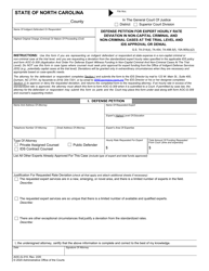 Document preview: Form AOC-G-310 Defense Petition for Expert Hourly Rate Deviation in Non-capital Criminal and Non-criminal Cases at the Trial Level and Ids Approval or Denial - North Carolina