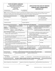 Document preview: Form FFCRA-LOA Application for Leave of Absence Families First Coronavirus Response Act - North Carolina