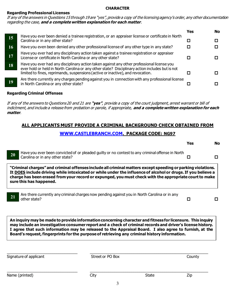 Application for Trainee Registration - North Carolina, Page 8