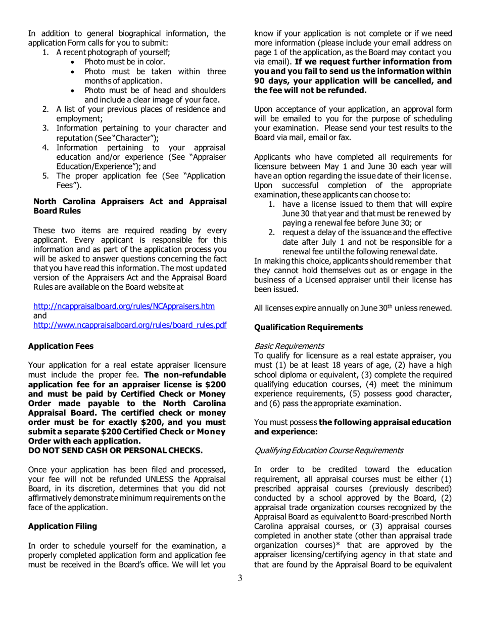 Application for Licensed Residential - North Carolina, Page 3