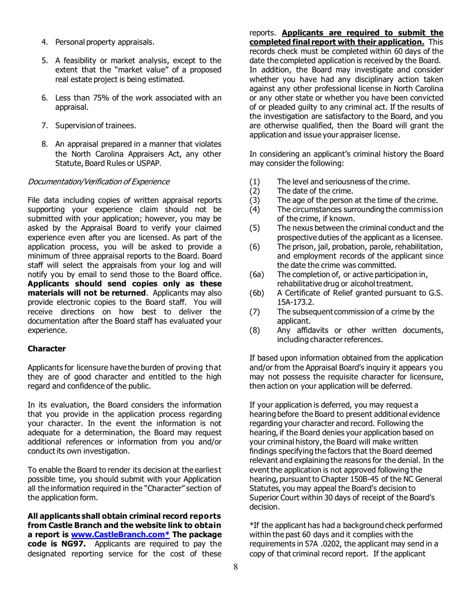 Application for Licensed Residential - North Carolina, Page 8