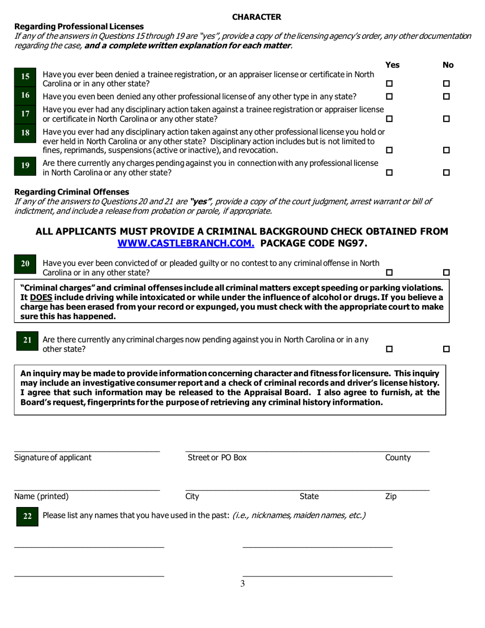 Application for Certified General Certification - North Carolina, Page 13