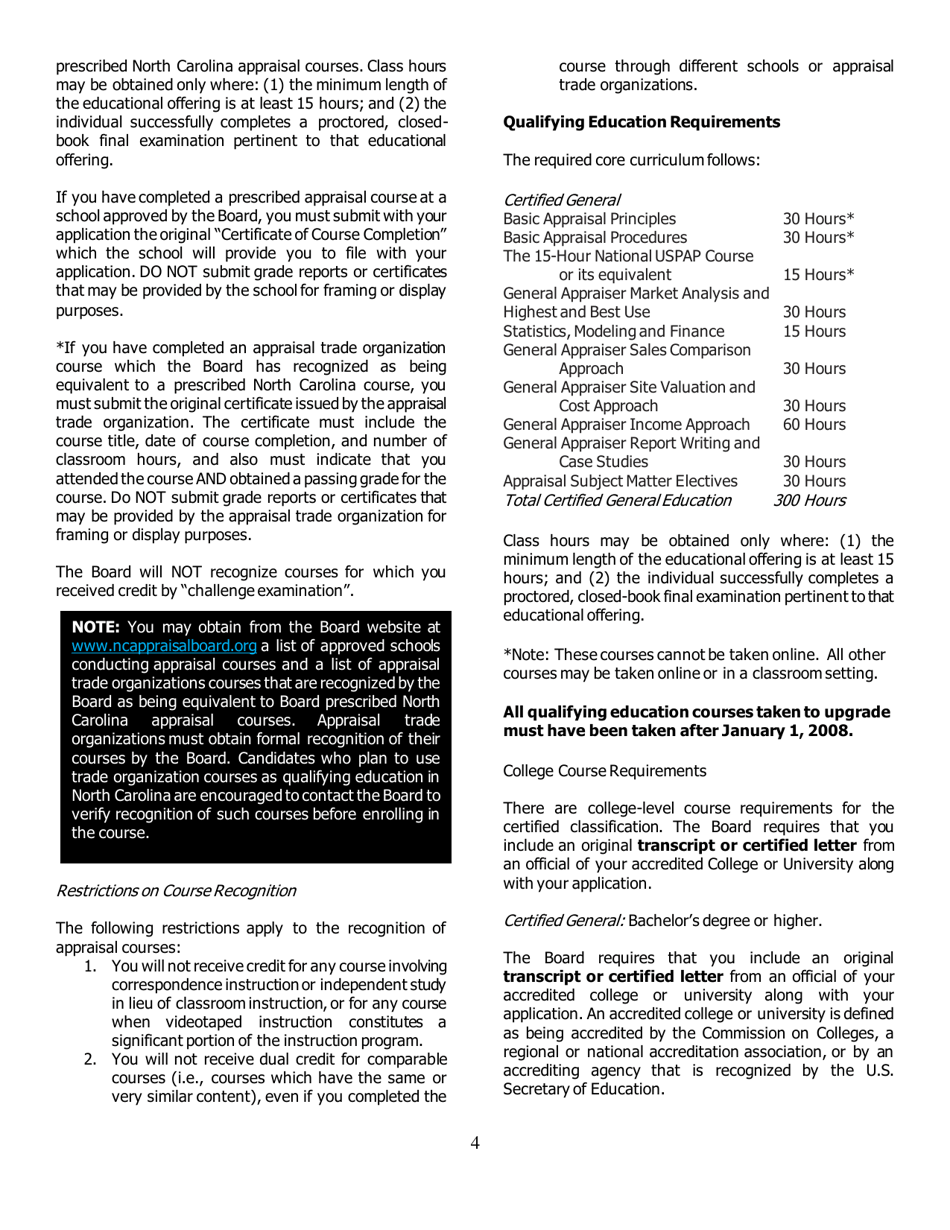 Application for Certified General Certification - North Carolina, Page 4