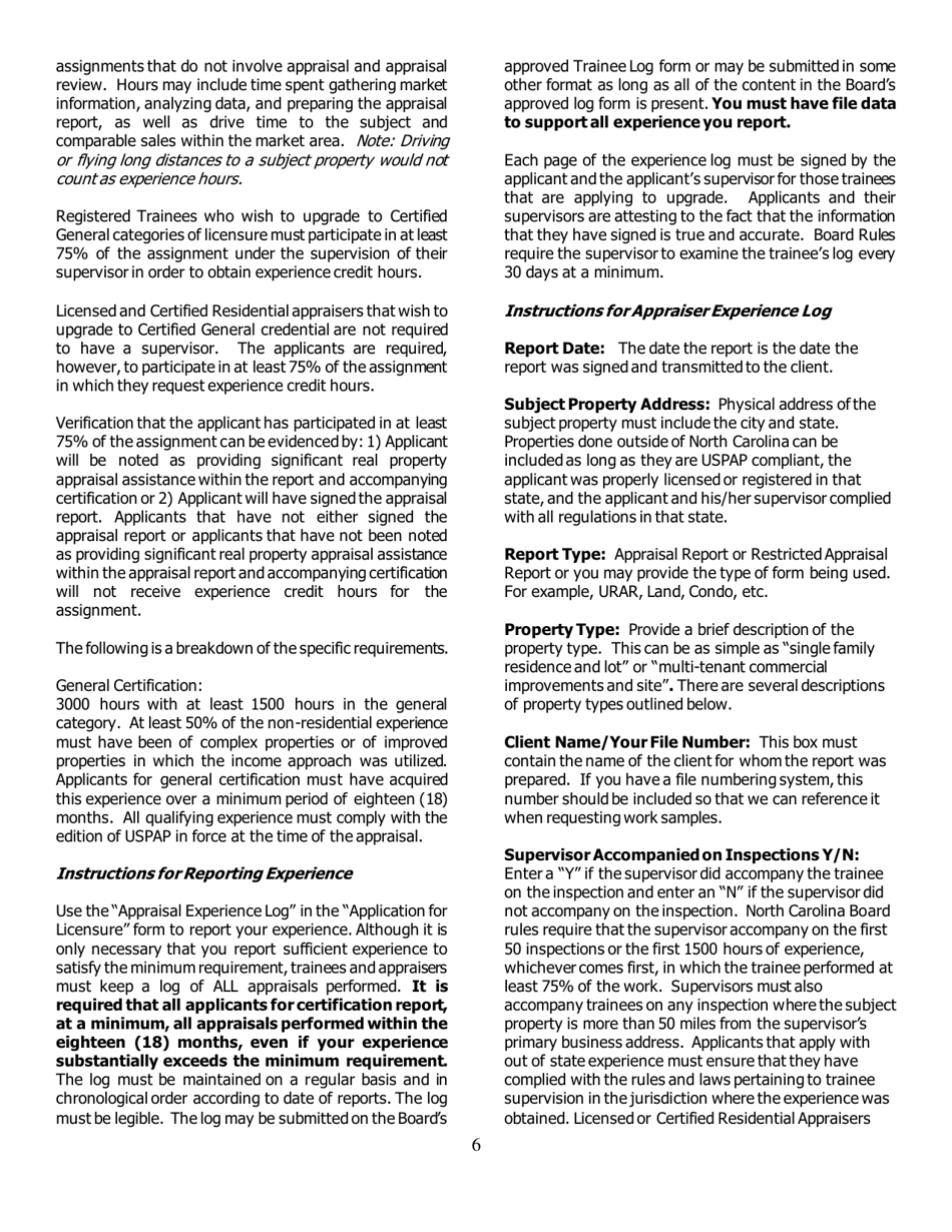 Application for Certified General Certification - North Carolina, Page 6