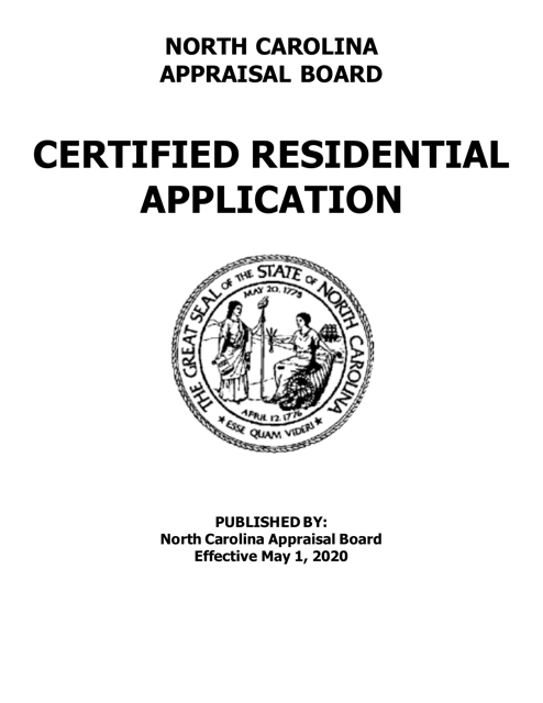 Application for Certified Residential Certification - North Carolina Download Pdf