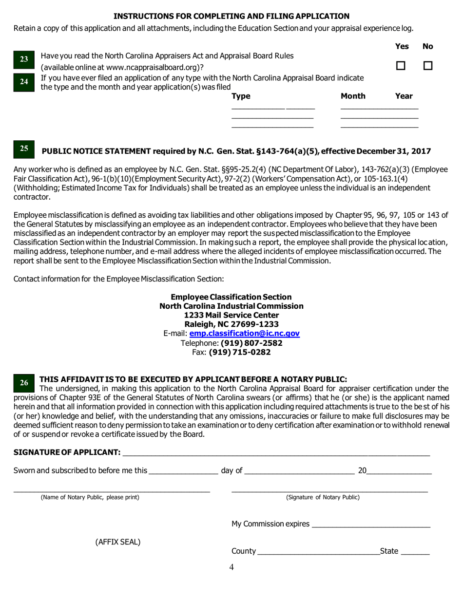Application for Certified Residential Certification - North Carolina, Page 15