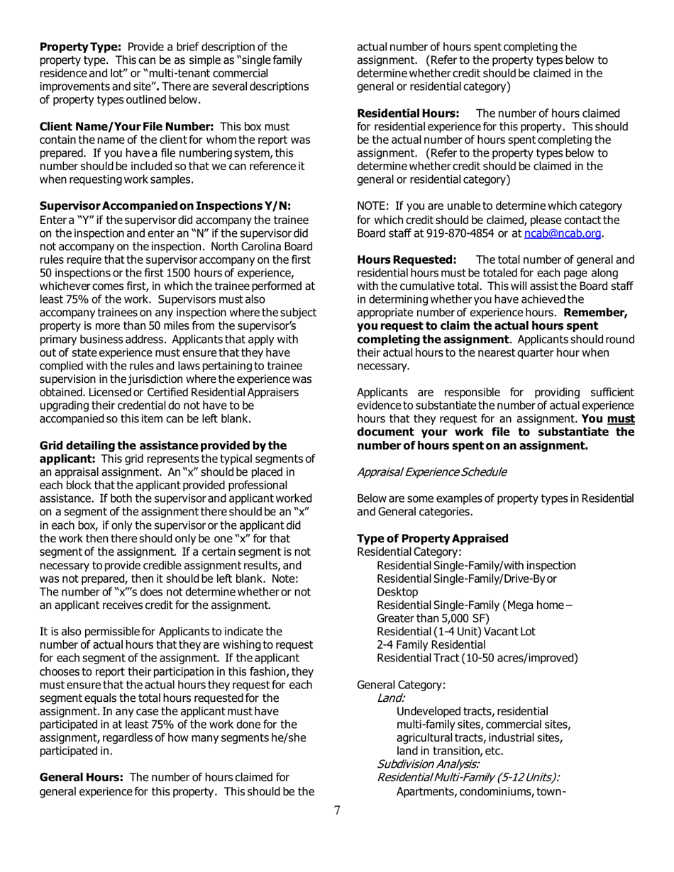 Application for Certified Residential Certification - North Carolina, Page 7