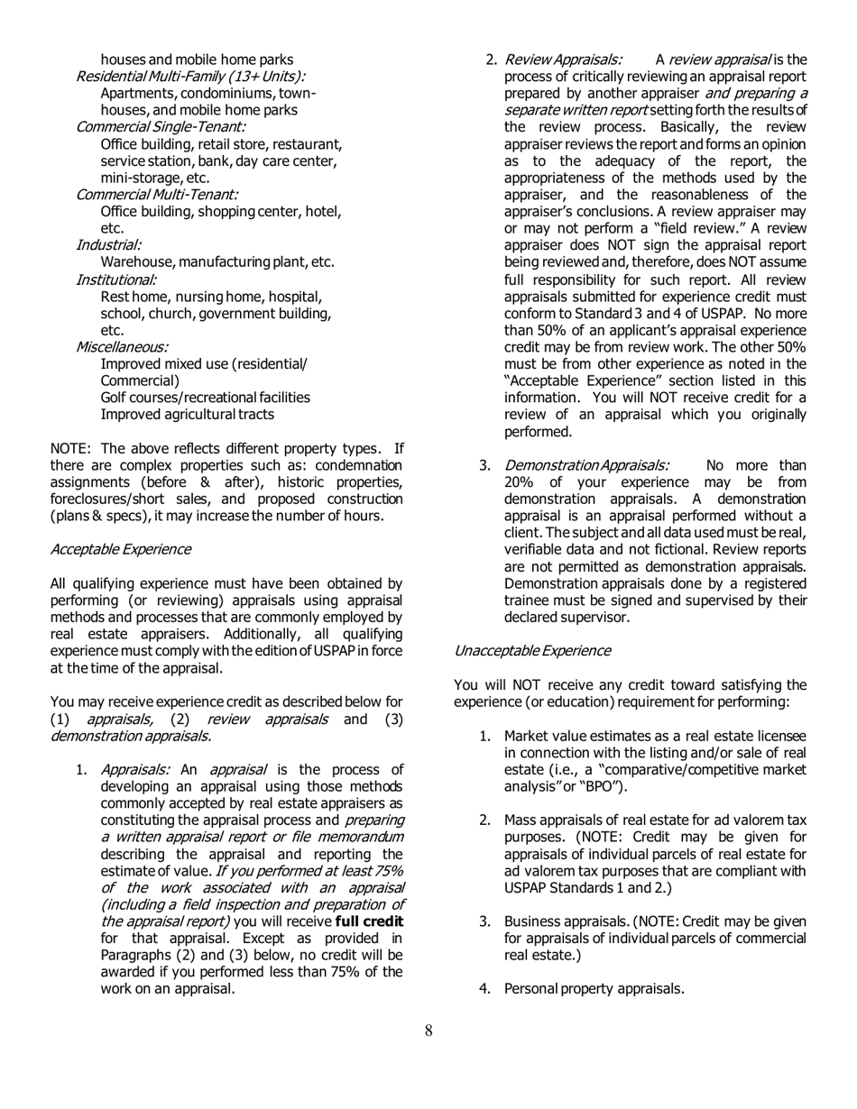 Application for Certified Residential Certification - North Carolina, Page 8