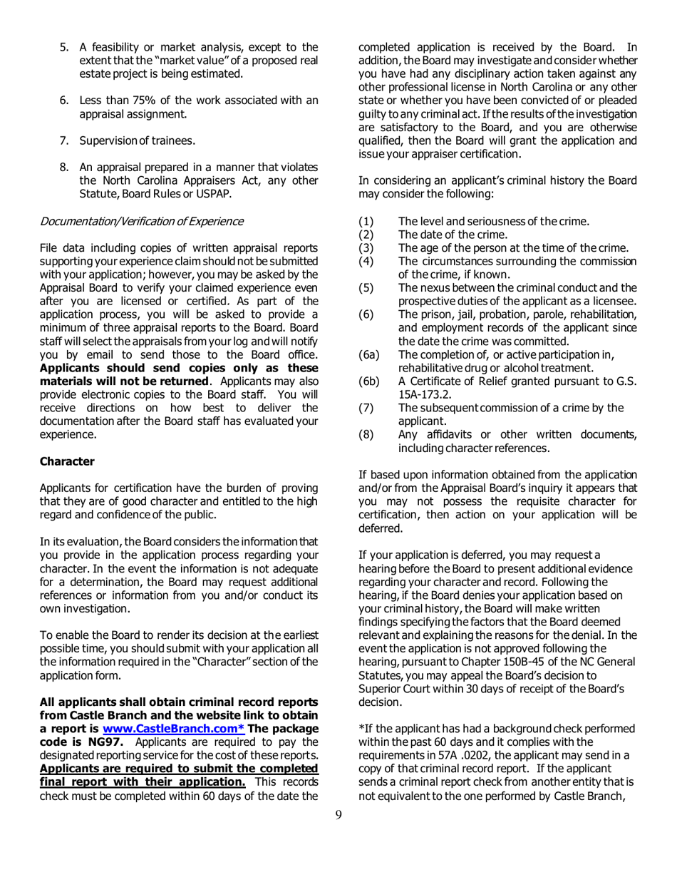 Application for Certified Residential Certification - North Carolina, Page 9