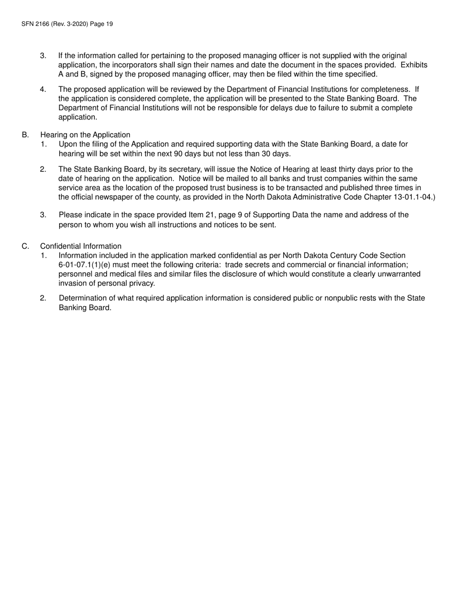 Form SFN2166 Organization Certificate Authorizing a Trust Company to Transact Business - North Dakota, Page 19