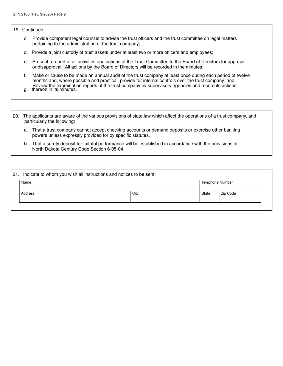 Form SFN2166 Download Fillable PDF or Fill Online Organization ...