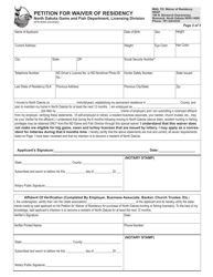 Form SFN6085 Petition for Waiver of Residency - North Dakota, Page 2