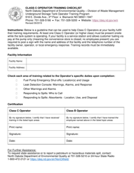 Document preview: Class C Operator Training Checklist - North Dakota