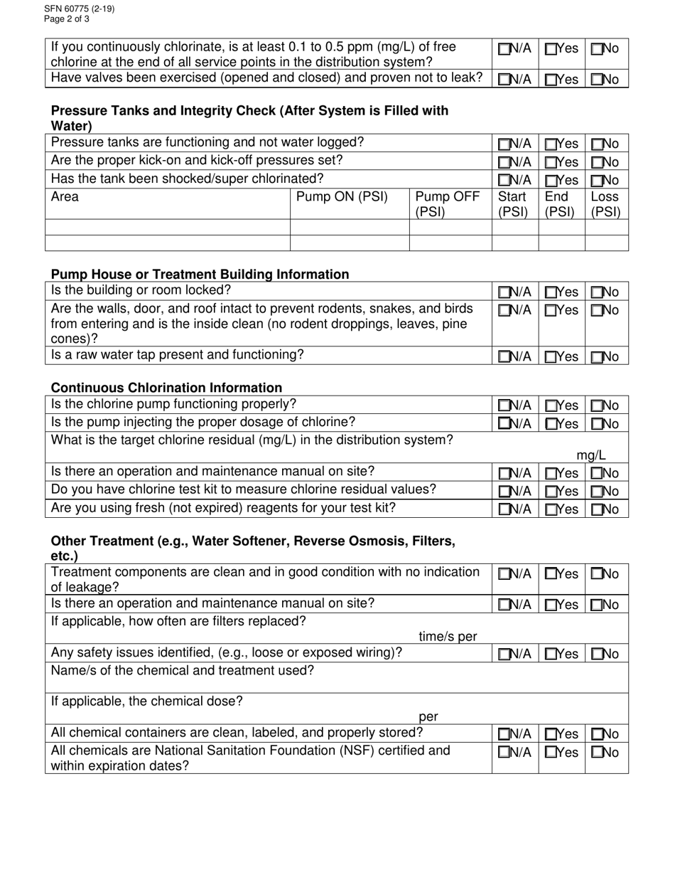 Form SFN60775 Revised Total Coliform Rule (Rtcr) Start-Up Procedures and Certification Form for Seasonal Public Water Systems - North Dakota, Page 2