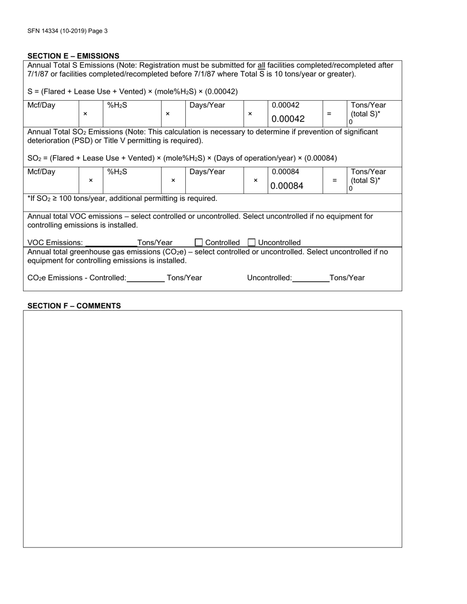 Form SFN14334 Registration for Oil / Gas Production Facility - North Dakota, Page 3