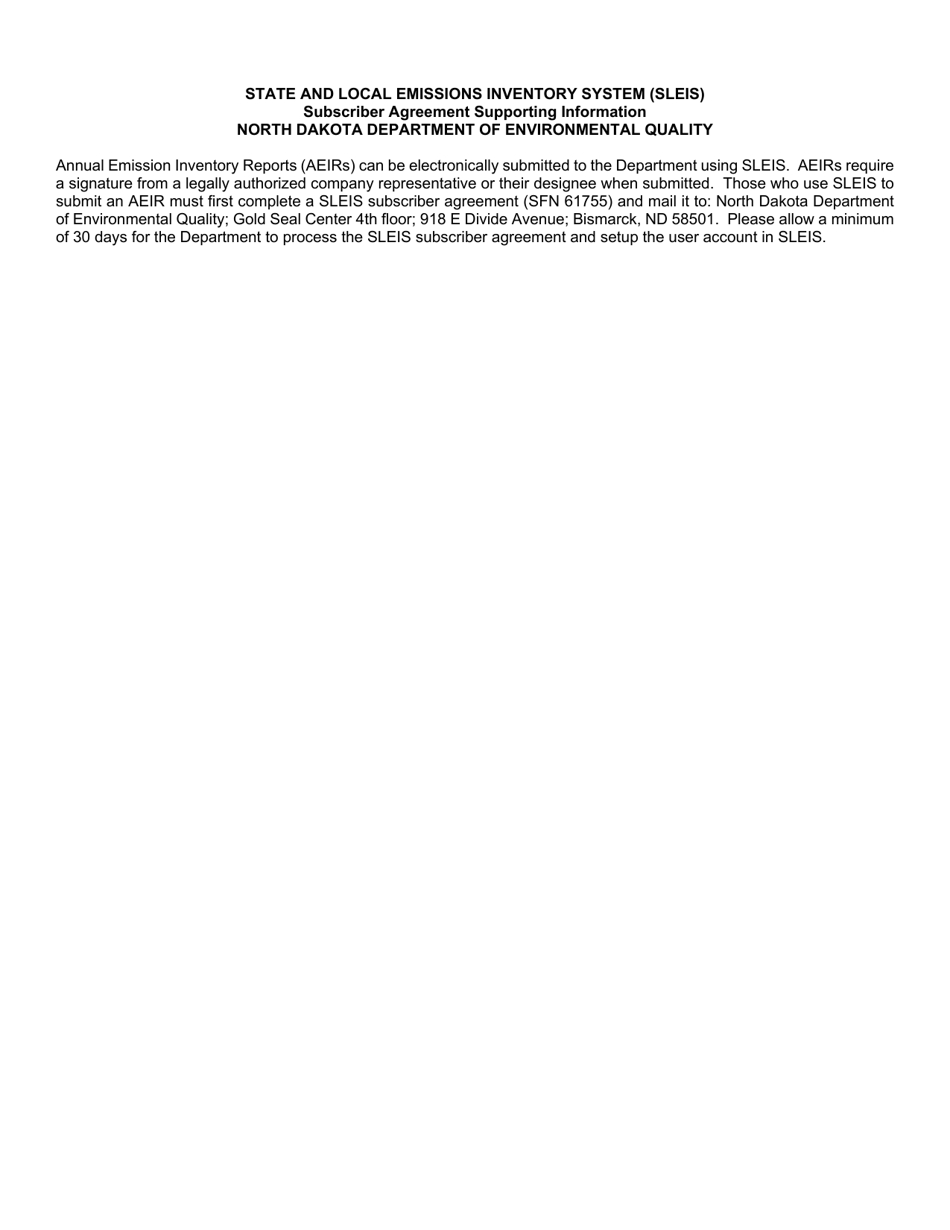 Form SFN61755 State and Local Emissions Inventory System (Sleis) Subscriber Agreement - North Dakota, Page 4