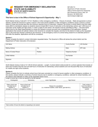 Form SFN51826 Request for Emergency Declaration State Aid Eligibility - North Dakota