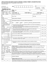 Form SFN6763 Application for North Dakota Drivers License, Permit, or Identification - North Dakota