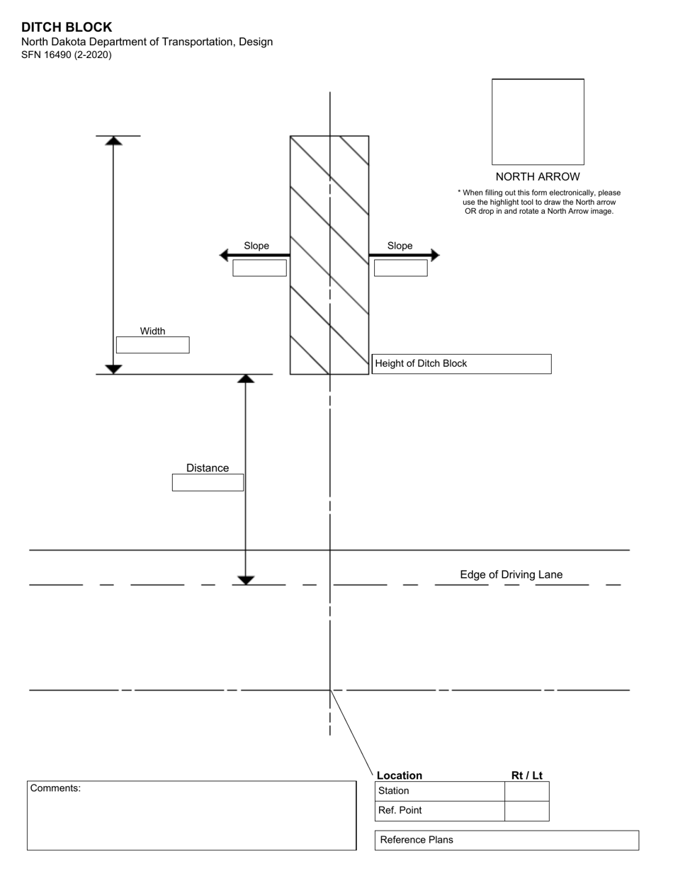Form SFN16490 Ditch Block - North Dakota, Page 1