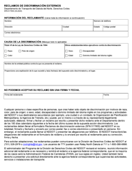 Formulario SFN51795S Reclamos De Discriminacion Externos - North Dakota (Spanish)