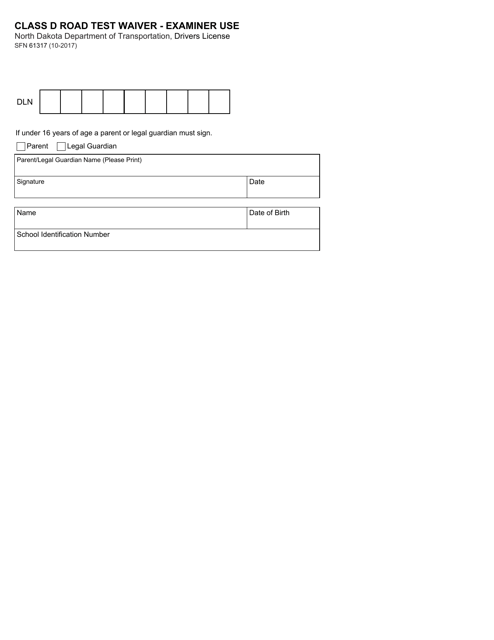 Form SFN61317  Printable Pdf