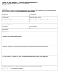 Form SFN61785 Period of Performance / Contract Extension Request - North Dakota