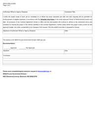 Form SFN61785 Period of Performance / Contract Extension Request - North Dakota, Page 2