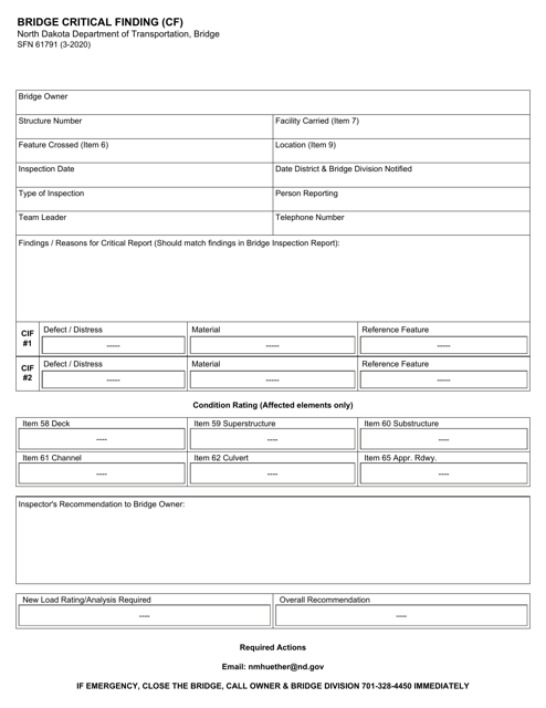 Form SFN61791  Printable Pdf