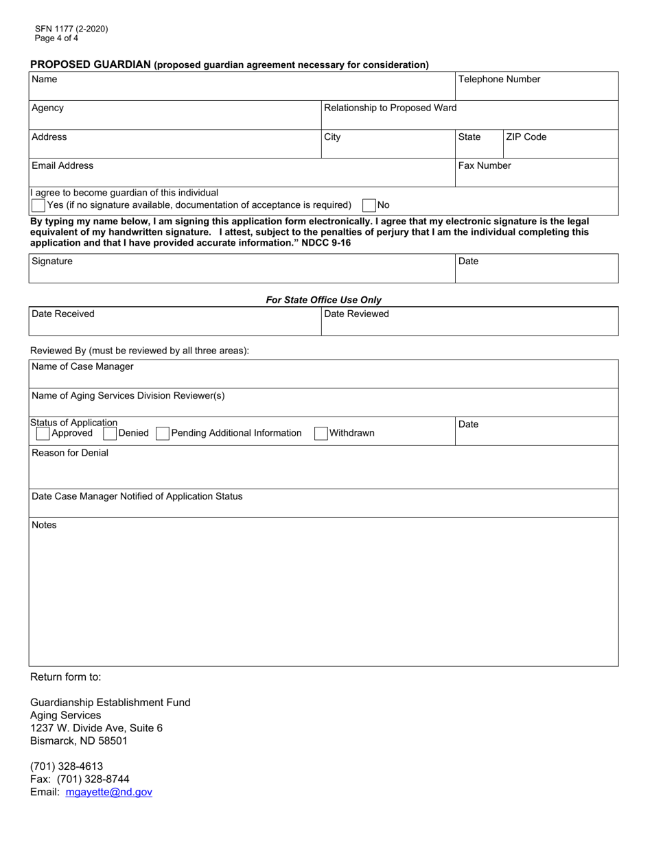 Form SFN1177 Request for Guardianship Establishment Funds - North Dakota, Page 4