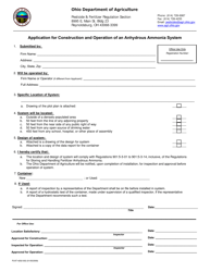 Form PLNT-4202-002 Application for Construction and Operation of an Anhydrous Ammonia System - Ohio