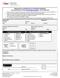 Document preview: Form DIC-18-0014 Request for an Extension to Compete Violations - Ohio