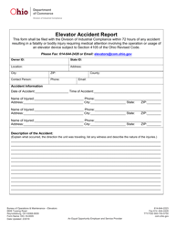 Document preview: Form DIC-18-0005 Elevator Accident Report - Ohio