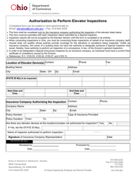Document preview: Form DIC-4334 Authorization to Perform Elevator Inspections - Ohio