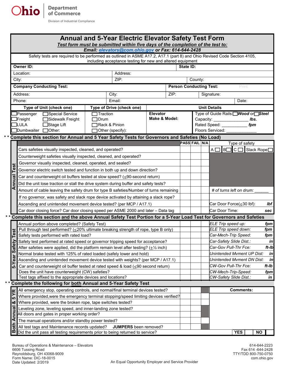 Form DIC180015 Download Fillable PDF or Fill Online Annual and 5year