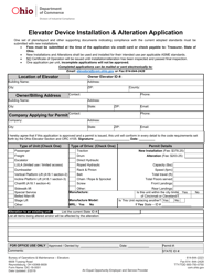 Document preview: Form DIC-18-0001 Elevator Device Installation & Alteration Application - Ohio