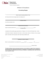 Form LAW1003 &quot;Affidavit of Compliance Prevailing Wages&quot; - Ohio