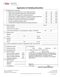 Form DIC3221 Application for Building Demolition Approval - Ohio, Page 2