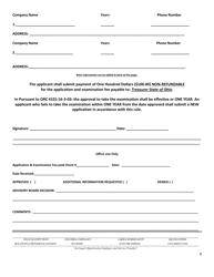 Backflow Tester Certification Application - Ohio, Page 2