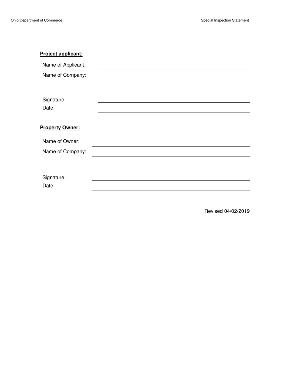 Statement of Special Inspections - Ohio, Page 5