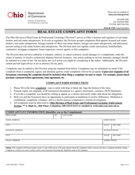Form COM3688 Real Estate Complaint Form - Ohio