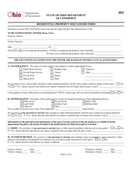 Residential Property Disclosure Form - Ohio, Page 2