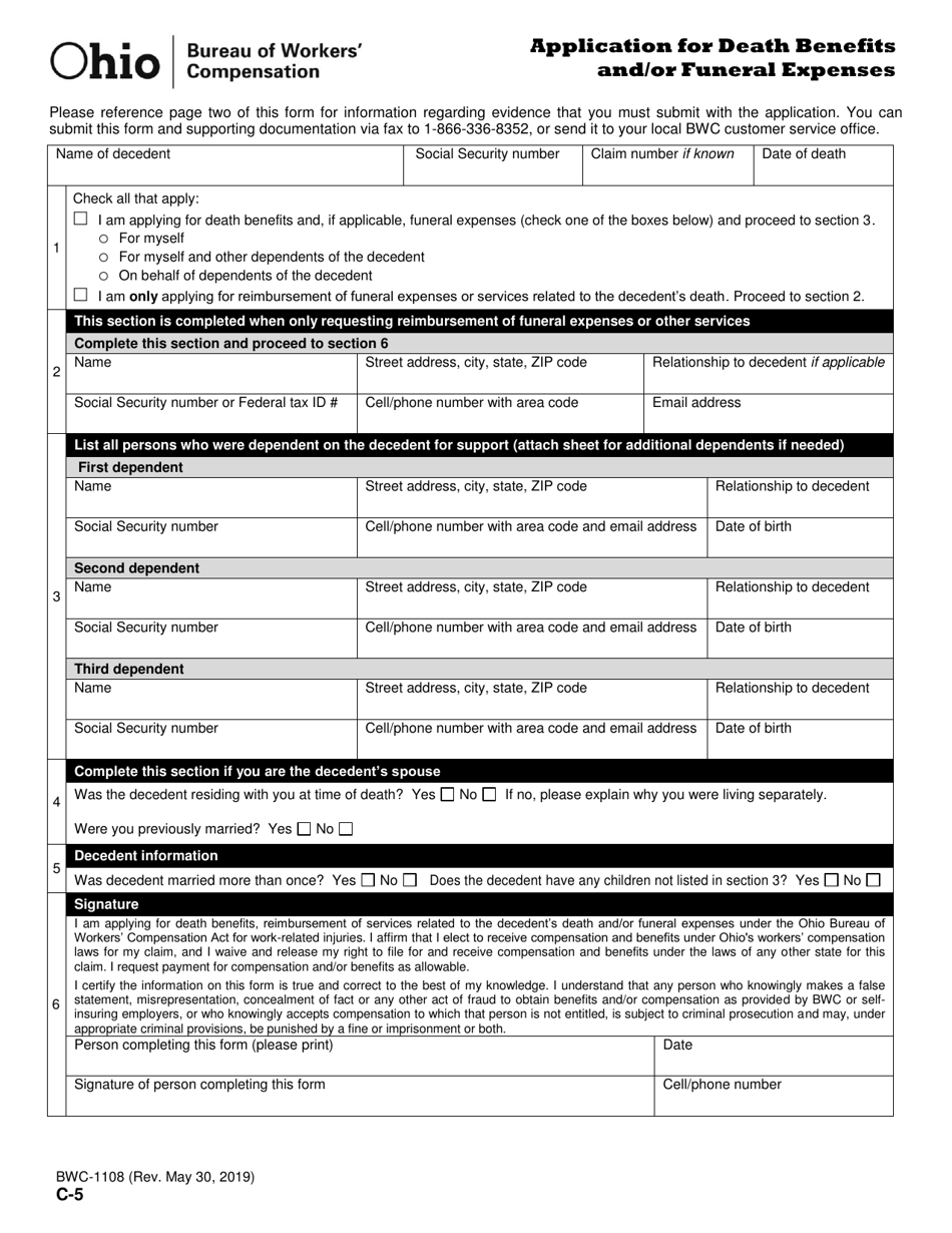 Form C-5 (BWC-1108) - Fill Out, Sign Online and Download Printable PDF ...