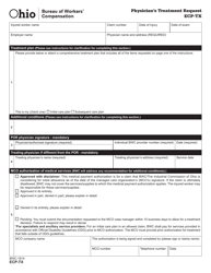 Form ECP-TX (BWC-1914) Physician&#039;s Treatment Request - Ohio, Page 2