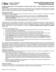 Formulario WAGES-IW Declaracion De Ingresos Del Trabajador Lesionado - Ohio (Spanish)