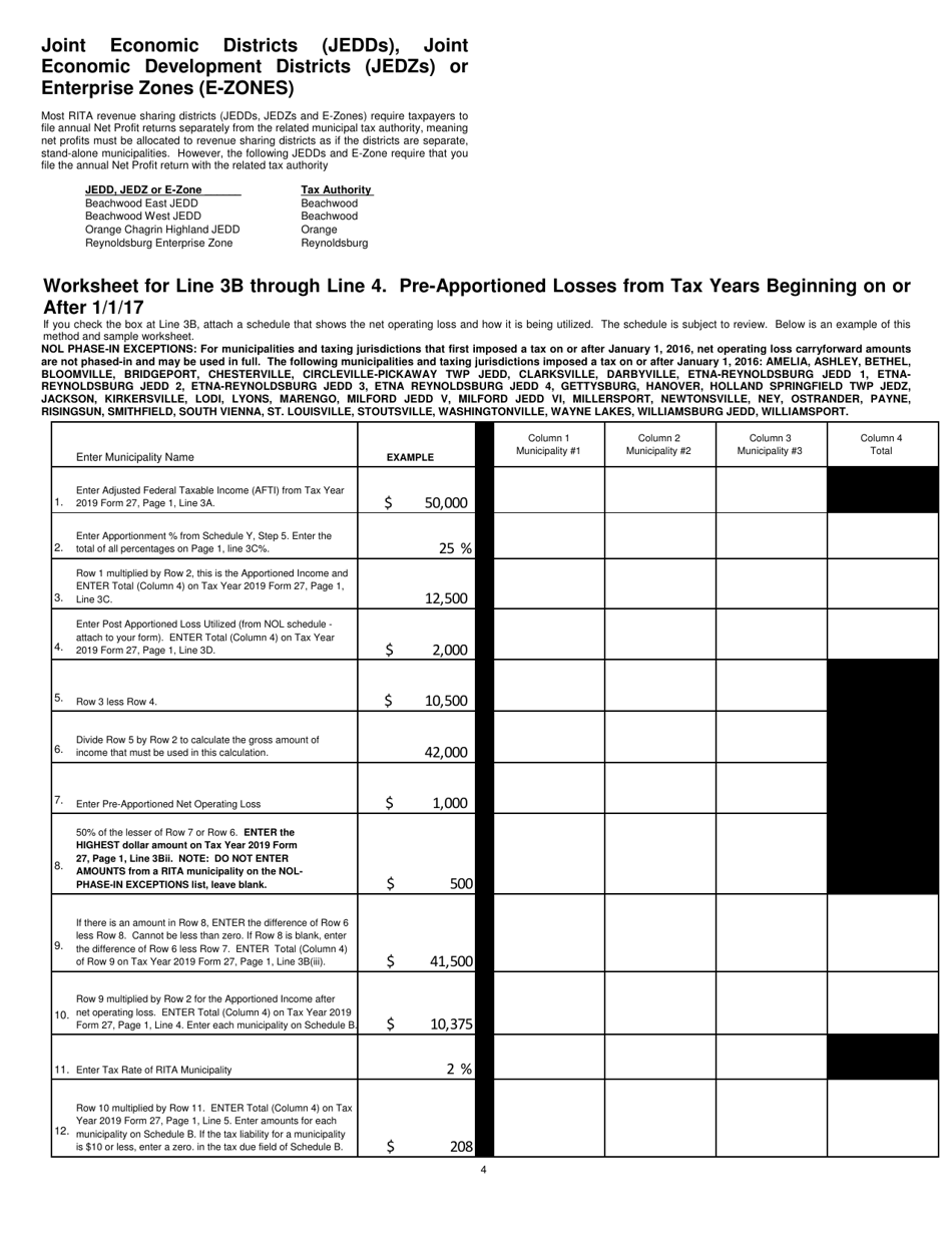 Instructions for Form 27 Net Profit Tax Return - Ohio, Page 4