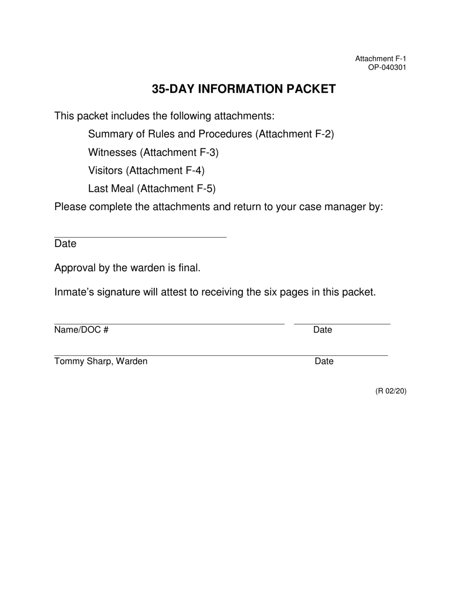 Form OP-040301 Attachment F-1 35-day Information Packet - Oklahoma, Page 1