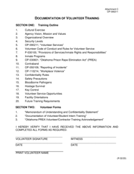 Document preview: Form OP-090211 Attachment C Documentation of Volunteer Training - Oklahoma