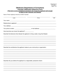Form OP-090211 Attachment H Volunteer Application Reference Form - Oklahoma